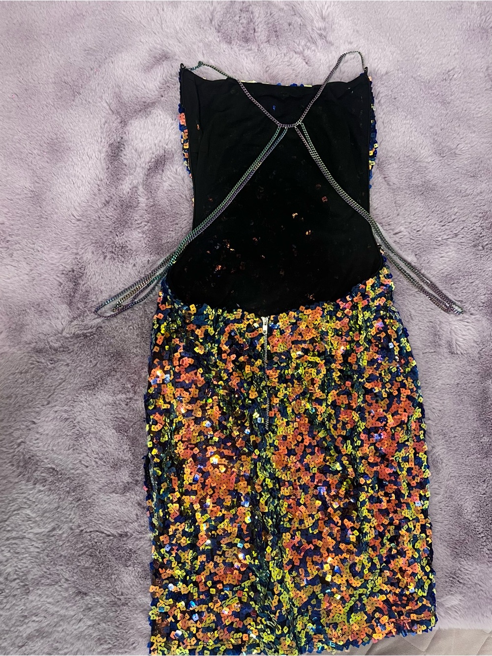 Sequined Multi-Color Side-Cut Mini Dress - Picture 2 of 6